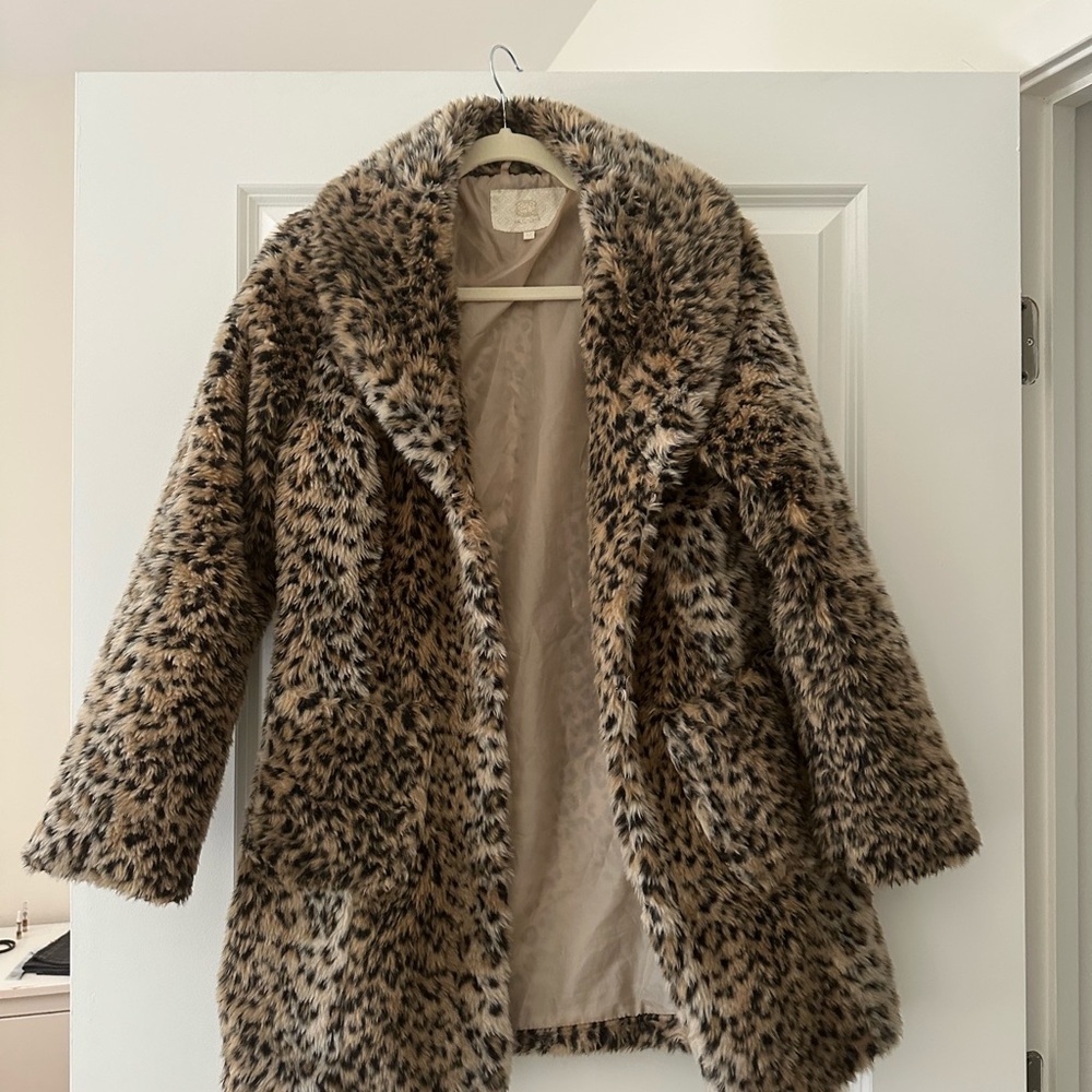 Leopard Print Faux Fur Coat